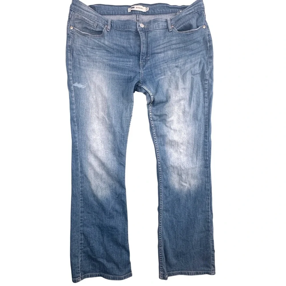 Levis 524 Bootcut Jeans Womens 17 Blue Denim Mid Rise Stretch Pakistan Made